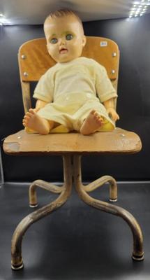 Antique Childrens Chair and Doll