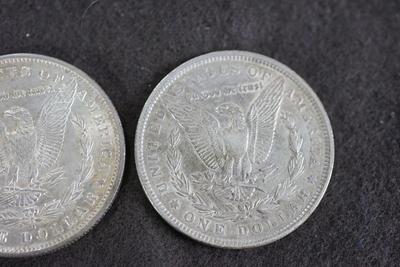 GROUPING OF SIX  MORGAN DOLLARS. 1870's and 1880's dates