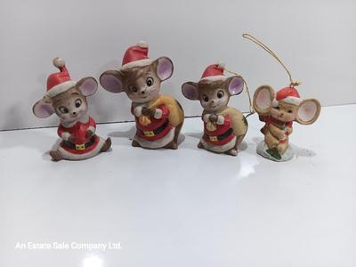 Four little ceramic mice