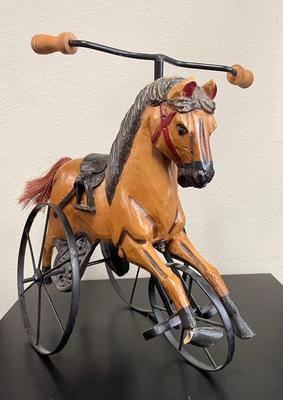 Vintage Tri-Wheeled Children Kids Toy Horse Tricycle