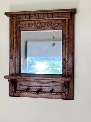 Entry Mirror With Hooks