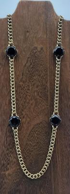 Faux Onyx Gold Toned Necklace