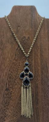 Faux Onyx Gold Toned Necklace