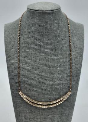 Gold Toned Double Curved Bar Necklace