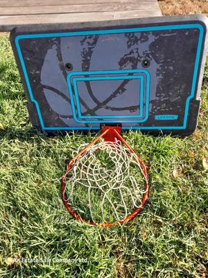 Lifetime Basketball backboard and metal hoop