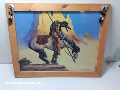 Rustic framed End of the Trail Native American poster
