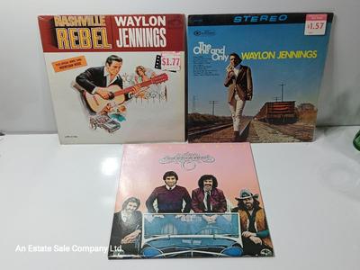Three record LP'S Waylon Jennings and the Oak Ridge Boys