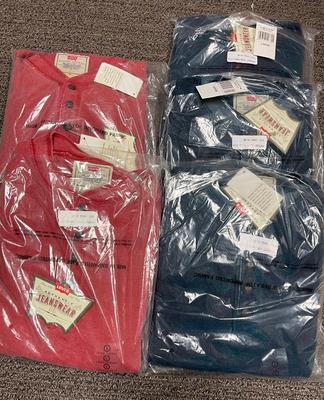 Lot of 5 New in Package Levi Henley shirts, size L large, menâ€™s, Forest Green and Red NWT