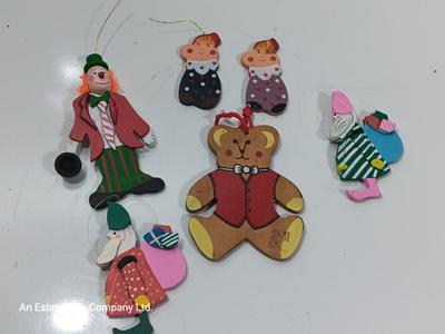 Vintage Wooden ornaments hand painted