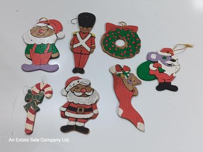 Vintage hand painted wooden ornaments