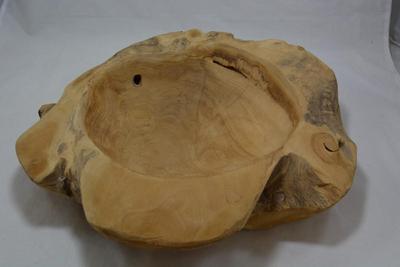 Vintage Handmade Oak Bowl, Heavy! 16x4