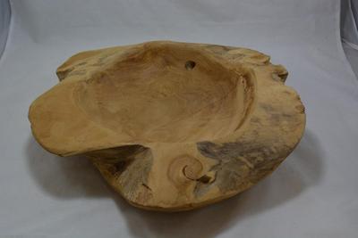 Vintage Handmade Oak Bowl, Heavy! 16x4