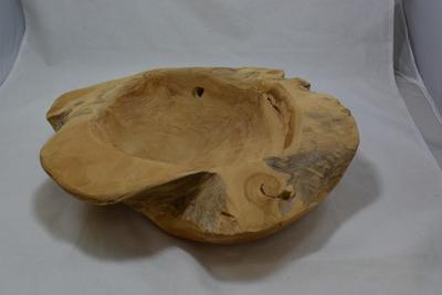 Vintage Handmade Oak Bowl, Heavy! 16x4