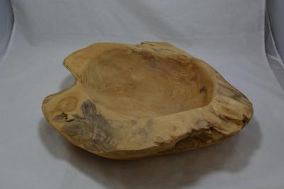Vintage Handmade Oak Bowl, Heavy! 16x4