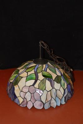 16x8 Tiffany Style Stained Glass Hanging Ceiling Light, Wiring Intact