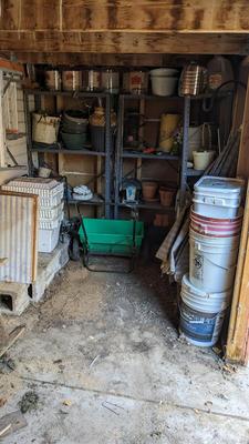 Metal Shelves and Contents