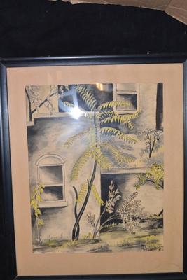 Original Framed & Matted Ink and Watercolor, Signed 23.5x19.25