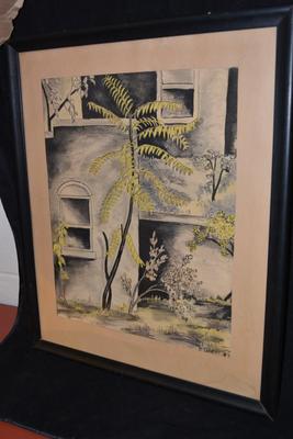 Original Framed & Matted Ink and Watercolor, Signed 23.5x19.25