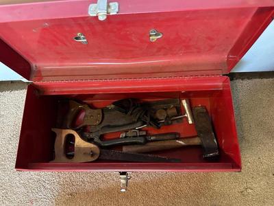 PROMARK TOOL BOX, TROUBLE LIGHT AND HAND TOOLS