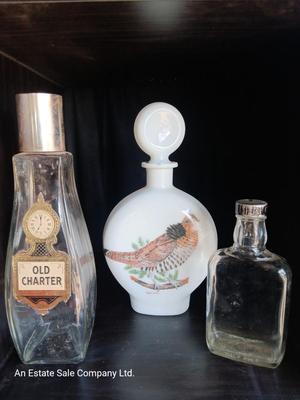 Three vintage decanters Old Charter - Quail -