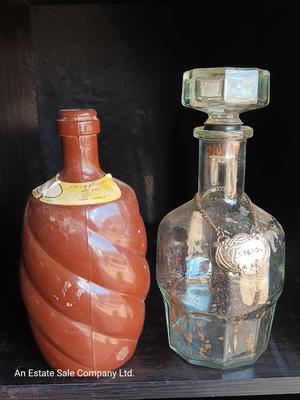 Vintage stoneware decanter with glass Tava decanter