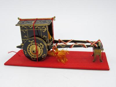 Small Japanese Hina Doll Drawn Carriage Cart Model Souvenir