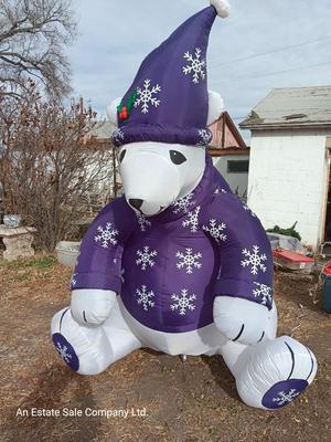 2003 8ft Gemmy Purple Polar Bear Airblown Inflatable