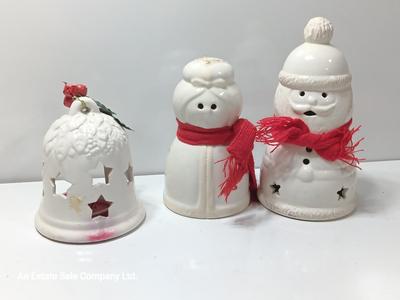 Three Candle holders - Bell - Santa and his Mrs.