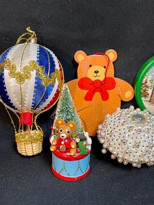 Mixed Lot of Christmas Ornaments - Beaded, Stitched, Wooden, Painted