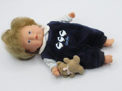 Cute Stubby Corolle Toddler Doll with Onesie and Teddy Bear