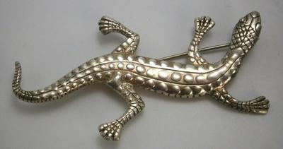Vintage Figural Sterling Silver Lizard Pin