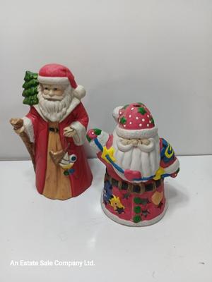 Two ceramic Santa's - candle holder and figure