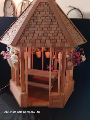 Medium sized lighted wooden Gazebo for display or Dolls