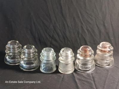 Clear glass Insulators - Hemingray - Dominion - Whitall Tatum No.1