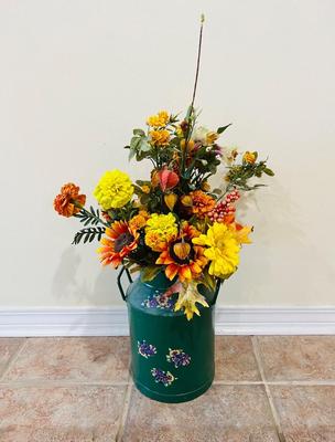 Floral Arrangement Tin Milk Can