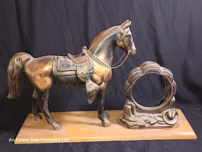 Vintage Antique Sessions Horse & Cowboy Western Bronze/Copper Clock - Parts