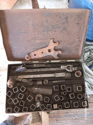 Antique socket set in metal case