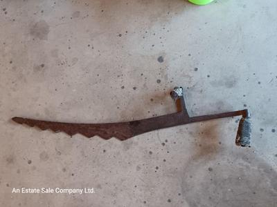 Vintage Antique Primitive Hay Cutting or Ice Knife Hand Saw Rustic Barn / Farm Tool