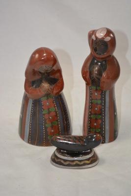 Vintage Tonola Hand Painted Mexican Nativity Scene Lot of 3