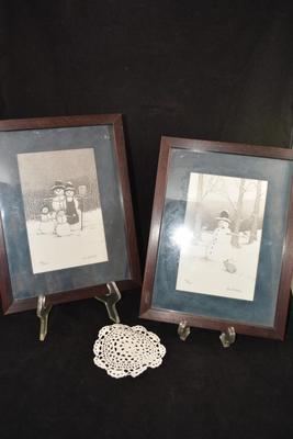 Set of 2 Ken Schuler Snowman Prints 180/600 83/600 Framed & Matted