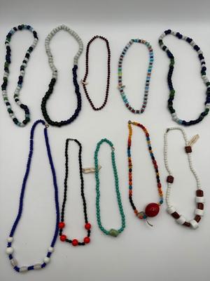 Ten (10) Vintage Mardi Gras Beads. Made in Czechoslovakia.