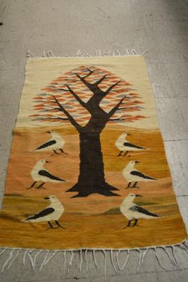 Vintage Wool Tree & Bird Rug 29"X49"