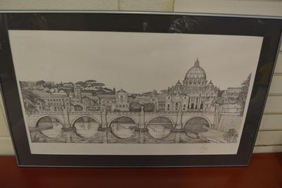 1990's Vatican St. Peters Basilica, Tiber River Framed Print 12/100 Signed