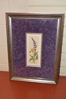 Beautiful Framed & Matted Salvia Watercolor Original, Signed