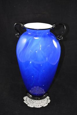 Signed Gabriel Bloodworth Blue Glass Urn "Equinox" 2012 Signed 14"X10"