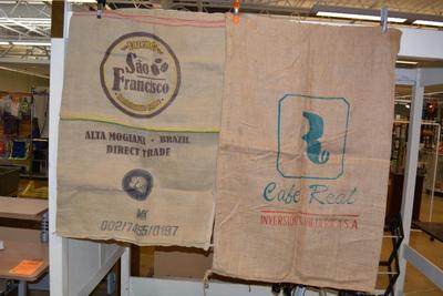Lot of 2 Vintage Burlap Coffee Bean Sacks
