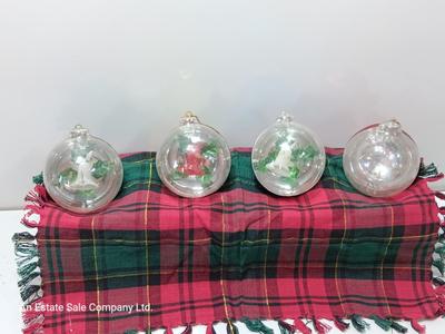 4 larger vintage jewel brite plastic ornaments