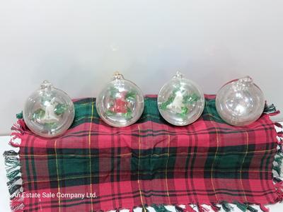 4 larger vintage jewel brite plastic ornaments
