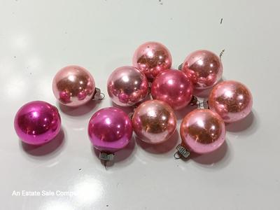 Variety of pink tones glass ornaments - Made in USA - Shiny Brite