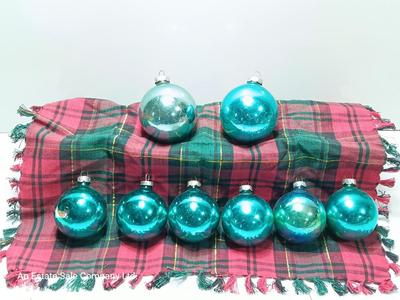 Light blue glass Christmas ornaments - Made in USA - Shiny Brite